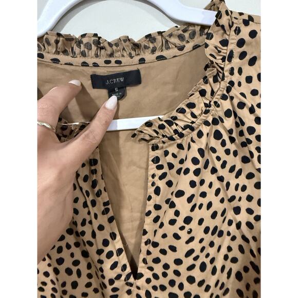 J Crew Ruffled Tiered Popover Dress Leopard Dot Size Small 2302 - Picture 4 of 10